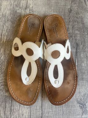 Corcione Sorrento Handmade White Leather Sandals Italy Vero Cuoio Size EU 45